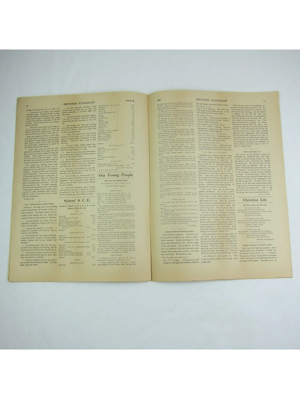 Brethren Evangelist Christian Newspaper Ashland Ohio Antique July 23rd 1902 RARE